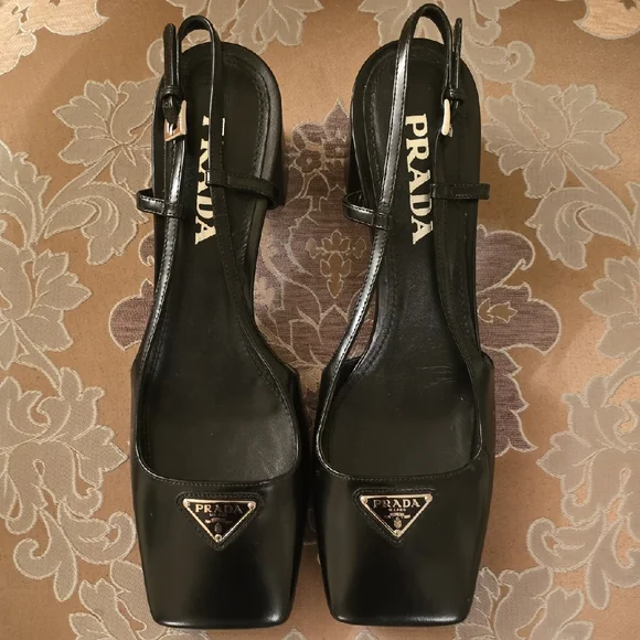 Prada Black Slingback Heels - Picture 1 of 16